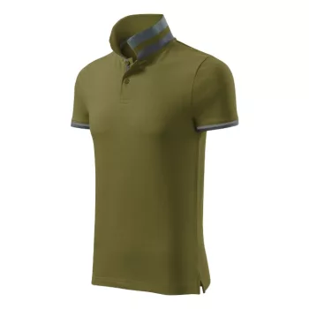   Malfini premium Collar Up - Gallér alsó felületén, ujjakon kontraszt csíkokozású férfi galléros póló - Avokádózöld - L