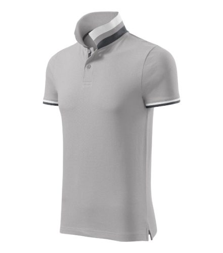 Malfini premium Collar Up - Gallér alsó felületén, ujjakon kontraszt csíkokozású férfi galléros póló - Ezüstszürke - S