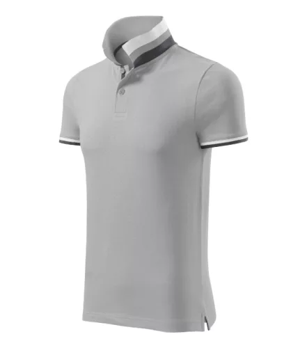 Malfini premium Collar Up - Gallér alsó felületén, ujjakon kontraszt csíkokozású férfi galléros póló - Ezüstszürke - M