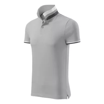   Malfini premium Collar Up - Gallér alsó felületén, ujjakon kontraszt csíkokozású férfi galléros póló - Ezüstszürke - 3XL
