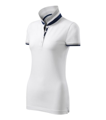 Malfini premium Collar Up - Gallér alsó felületén, ujjakon kontraszt csíkokozású női galléros póló - Fehér - XS
