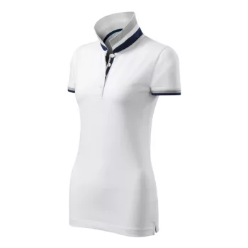   Malfini premium Collar Up - Gallér alsó felületén, ujjakon kontraszt csíkokozású női galléros póló - Fehér - S