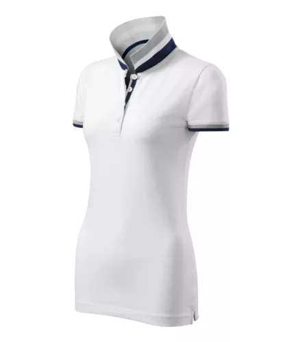 Malfini premium Collar Up - Gallér alsó felületén, ujjakon kontraszt csíkokozású női galléros póló - Fehér - M