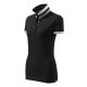 Malfini premium Collar Up - Gallér alsó felületén, ujjakon kontraszt csíkokozású női galléros póló - Fekete - XS