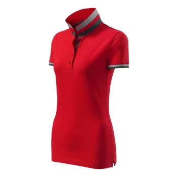   Malfini premium Collar Up - Gallér alsó felületén, ujjakon kontraszt csíkokozású női galléros póló - F1 piros - S