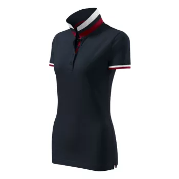   Malfini premium Collar Up - Gallér alsó felületén, ujjakon kontraszt csíkokozású női galléros póló - Szürkéskék - S