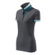 Malfini premium Collar Up - Gallér alsó felületén, ujjakon kontraszt csíkokozású női galléros póló - Világos anthracit - XS
