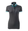 Malfini premium Collar Up - Gallér alsó felületén, ujjakon kontraszt csíkokozású női galléros póló - Világos anthracit - XS