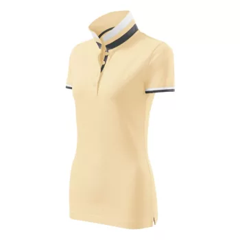   Malfini premium Collar Up - Gallér alsó felületén, ujjakon kontraszt csíkokozású női galléros póló - Bourbon vanilla - M