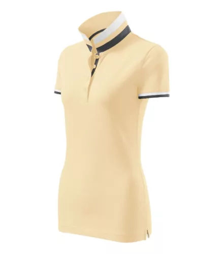 Malfini premium Collar Up - Gallér alsó felületén, ujjakon kontraszt csíkokozású női galléros póló - Bourbon vanilla - XL