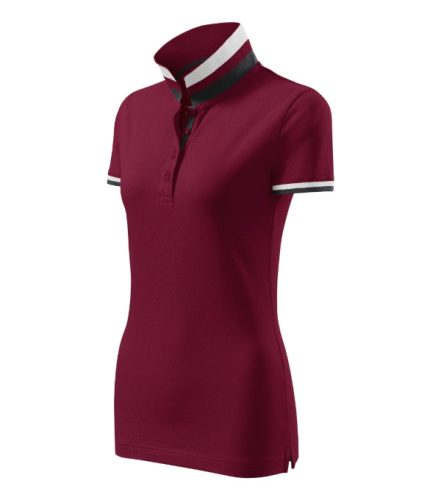 Malfini premium Collar Up - Gallér alsó felületén, ujjakon kontraszt csíkokozású női galléros póló - Garnet - XS