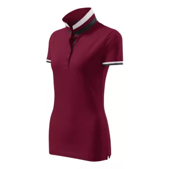   Malfini premium Collar Up - Gallér alsó felületén, ujjakon kontraszt csíkokozású női galléros póló - Garnet - L