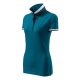 Malfini premium Collar Up - Gallér alsó felületén, ujjakon kontraszt csíkokozású női galléros póló - Petrol kék - XS