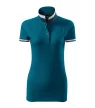 Malfini premium Collar Up - Gallér alsó felületén, ujjakon kontraszt csíkokozású női galléros póló - Petrol kék - XS