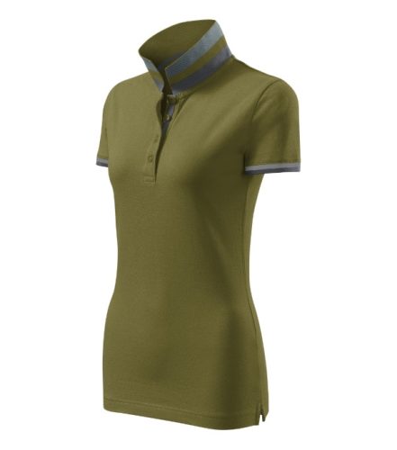 Malfini premium Collar Up - Gallér alsó felületén, ujjakon kontraszt csíkokozású női galléros póló - Avokádózöld - XS