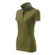 Malfini premium Collar Up - Gallér alsó felületén, ujjakon kontraszt csíkokozású női galléros póló - Avokádózöld - XS