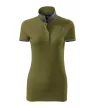 Malfini premium Collar Up - Gallér alsó felületén, ujjakon kontraszt csíkokozású női galléros póló - Avokádózöld - 2XL