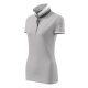 Malfini premium Collar Up - Gallér alsó felületén, ujjakon kontraszt csíkokozású női galléros póló - Ezüstszürke - S