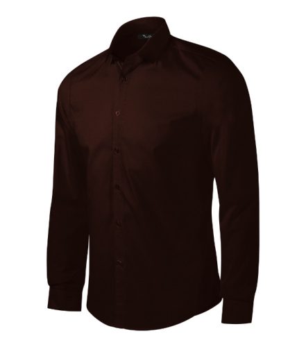 Malfini Premium Dynamic - Enyhén szűkített szabású, hosszú ujjú férfi ing - Kávé - 2XL