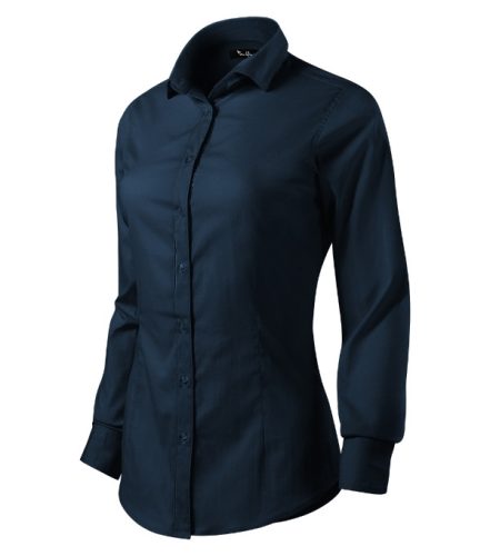 Malfini Premium Dynamic - Enyhén szűkített szabású, hosszú ujjú női ing - Tengerészkék - 2XL
