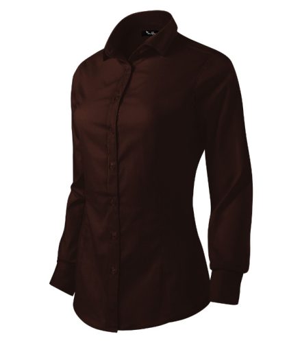 Malfini Premium Dynamic - Enyhén szűkített szabású, hosszú ujjú női ing - Kávé - 2XL