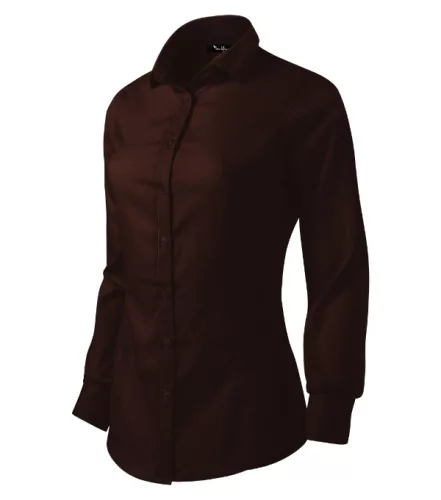 Malfini Premium Dynamic - Enyhén szűkített szabású, hosszú ujjú női ing - Kávé - 2XL
