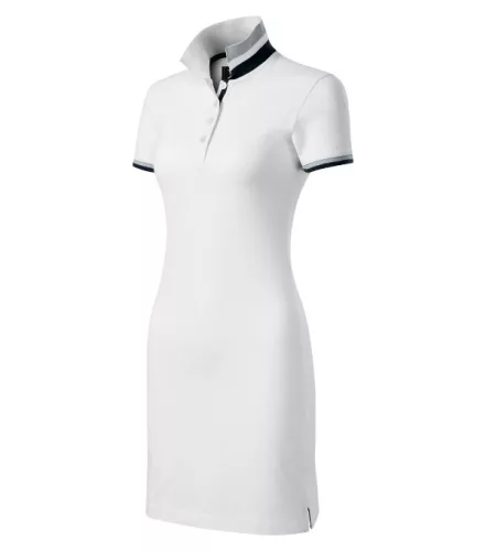 Malfini Premium Dress up - Szűkített szabású, felhajtható galléros női ruha - Fehér - S