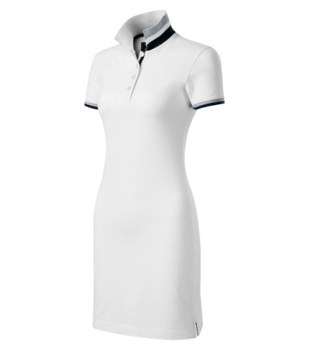 Malfini Premium Dress up - Szűkített szabású, felhajtható galléros női ruha - Fehér - L