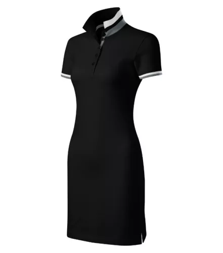Malfini Premium Dress up - Szűkített szabású, felhajtható galléros női ruha - Fekete - M