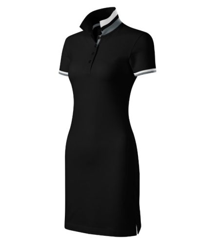 Malfini Premium Dress up - Szűkített szabású, felhajtható galléros női ruha - Fekete - L