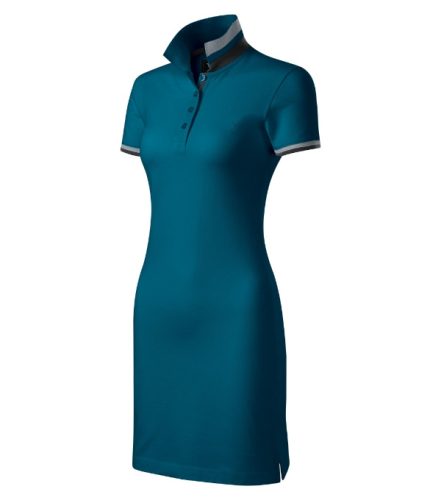 Malfini Premium Dress up - Szűkített szabású, felhajtható galléros női ruha - Petrol kék - XS