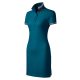Malfini Premium Dress up - Szűkített szabású, felhajtható galléros női ruha - Petrol kék - XS