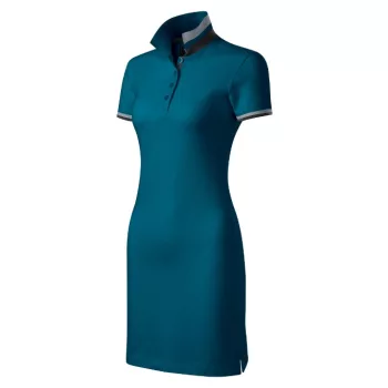   Malfini Premium Dress up - Szűkített szabású, felhajtható galléros női ruha - Petrol kék - M