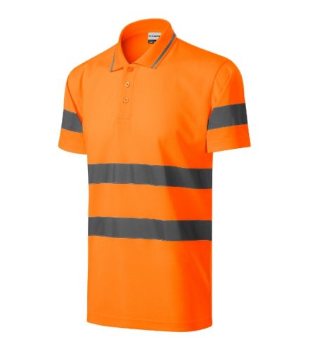 Rimeck HV Runway - Fluoreszkáló poliészter külső és pamut belső oldalú unisex galléros póló - Fluoreszkáló narancssárga - S