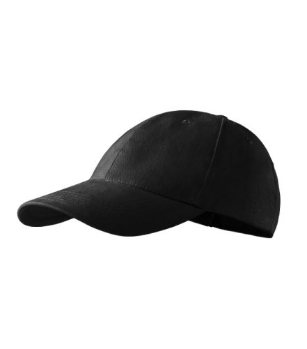 Malfini 6P - Hatpaneles, enyhén hajlított felső rész, rézkapcsokkal állítható unisex baseball sapka - Fekete
