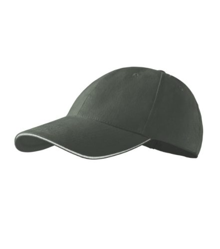 Malfini Sandwich - Hatpaneles, enyhén hajlított felső rész kontraszt csíkkal, rézkapcsokkal állítható unisex baseball sapka - Sötét palakő