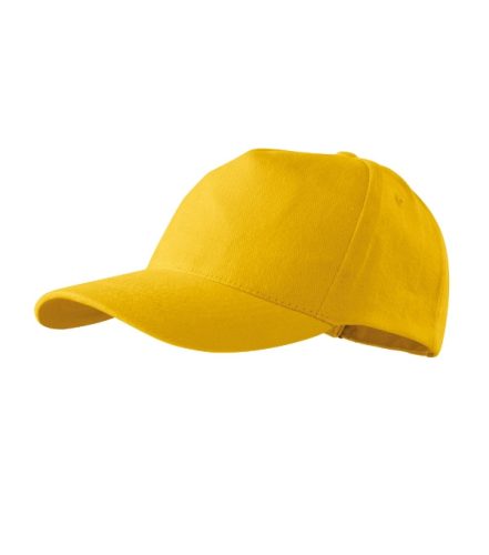 Malfini 5P - Ötpaneles, enyhén hajlított felső rész, rézkapcsokkal állítható unisex baseball sapka - Sárga
