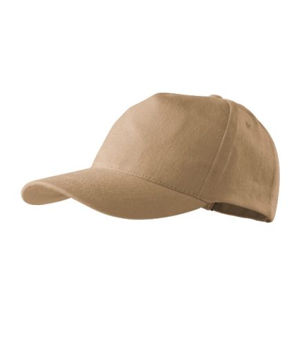 Malfini 5P - Ötpaneles, enyhén hajlított felső rész, rézkapcsokkal állítható unisex baseball sapka - Homok