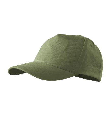 Malfini 5P - Ötpaneles, enyhén hajlított felső rész, rézkapcsokkal állítható unisex baseball sapka - Khaki