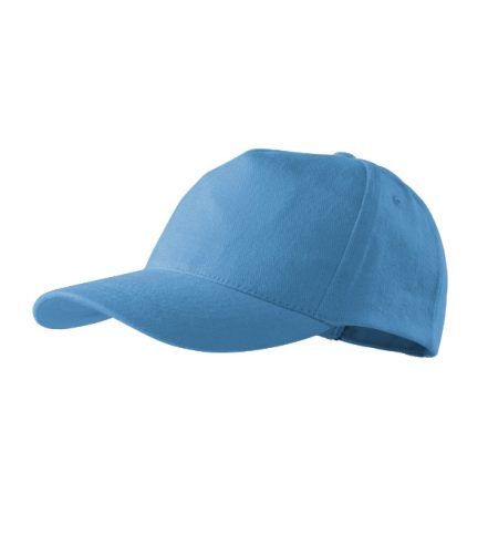 Malfini 5P - Ötpaneles, enyhén hajlított felső rész, rézkapcsokkal állítható unisex baseball sapka - Azúrkék