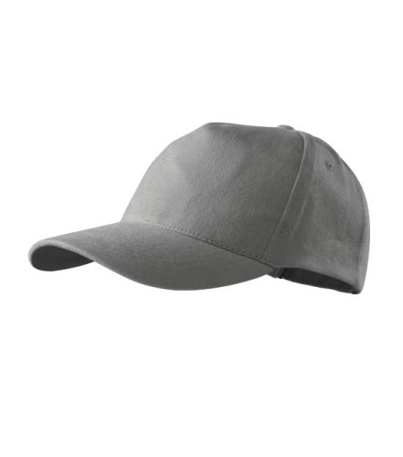 Malfini 5P - Ötpaneles, enyhén hajlított felső rész, rézkapcsokkal állítható unisex baseball sapka - Antik ezüst