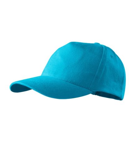 Malfini 5P - Ötpaneles, enyhén hajlított felső rész, rézkapcsokkal állítható unisex baseball sapka - Türkiz