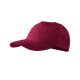 Malfini 5P - Ötpaneles, enyhén hajlított felső rész, rézkapcsokkal állítható unisex baseball sapka - Garnet