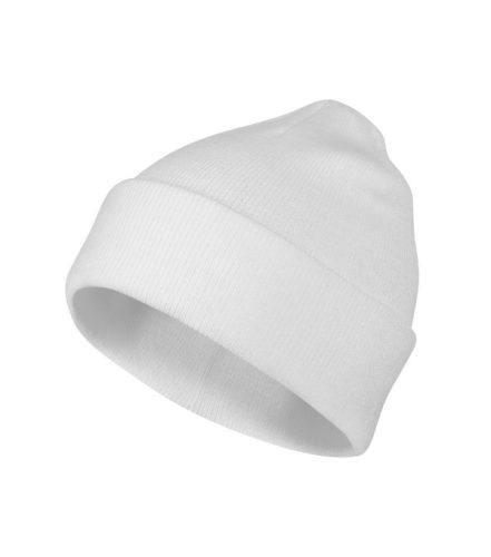 Beanie - Bordás kötésű unisex téli sapka - Fehér