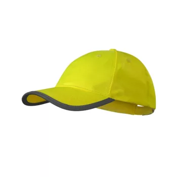   Rimeck HV Reflex - Gyorsan száradó fluoreszkáló anyag fényvisszaverő csíkkal, tépőzárral állítható unisex sapka - Fluoreszkáló sárga