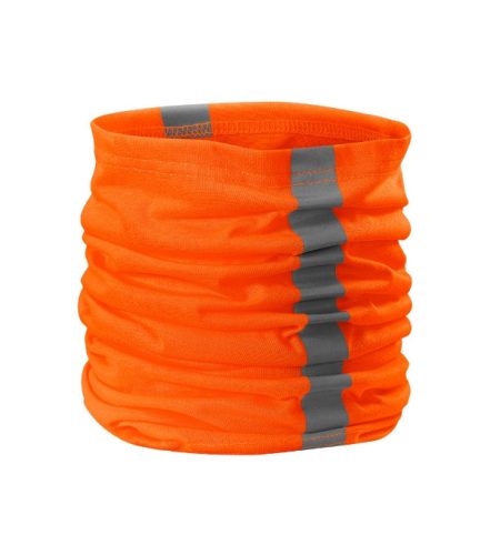 Rimeck HV Twister - Körkörös szabású,  gyorsan száradó fluoreszkáló anyag, fényvisszaverő csíkok, többcélú használatú unisex kendő - Fluoreszkáló narancssárga