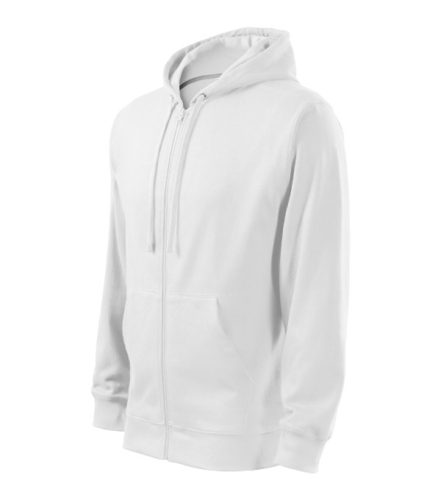 Malfini Trendy Zipper - Műanyag cipzáras, zsebes, bolyhos belsős férfi pulóver - Fehér - 2XL