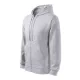 Malfini Trendy Zipper - Műanyag cipzáras, zsebes, bolyhos belsős férfi pulóver - Világosszürke melírozott - 2XL