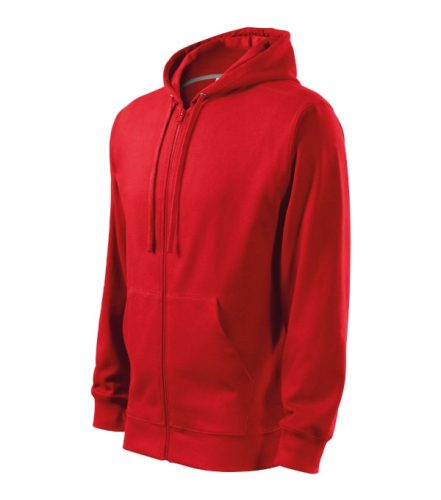 Malfini Trendy Zipper - Műanyag cipzáras, zsebes, bolyhos belsős férfi pulóver - Piros - 2XL