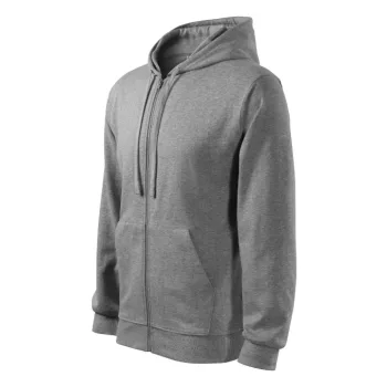   Malfini Trendy Zipper - Műanyag cipzáras, zsebes, bolyhos belsős férfi pulóver - Sötétszürke melírozott - XL